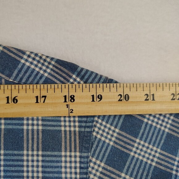 Vintage Mickey Inc Mickey Mouse Blue Plaid Button Up Shirt Mens Small - Picture 7 of 8